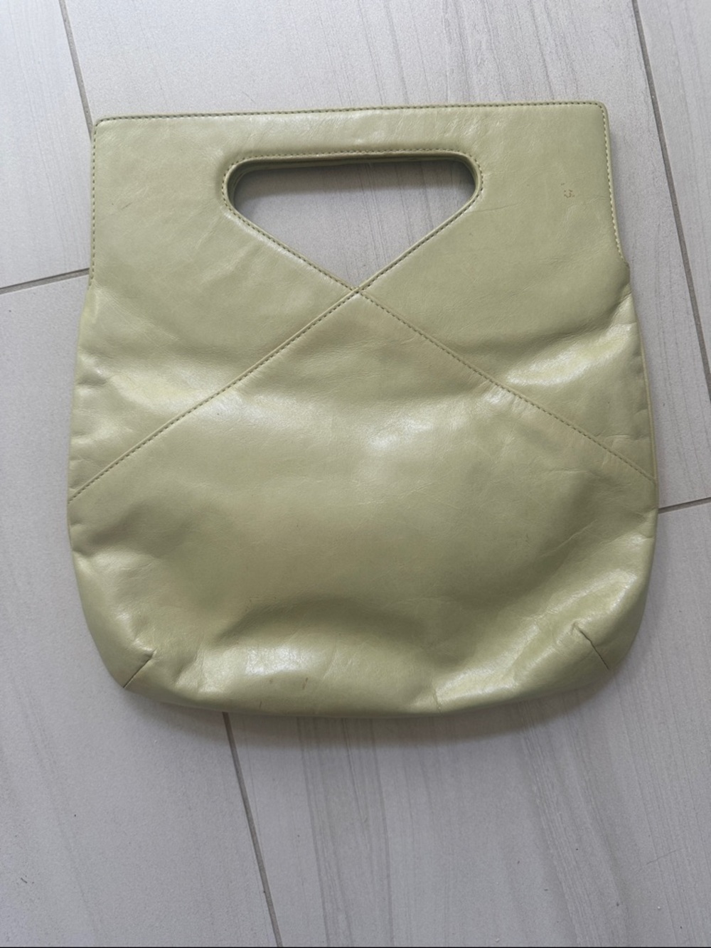 Women’s Handheld Leather Tote Bag in Pale Green